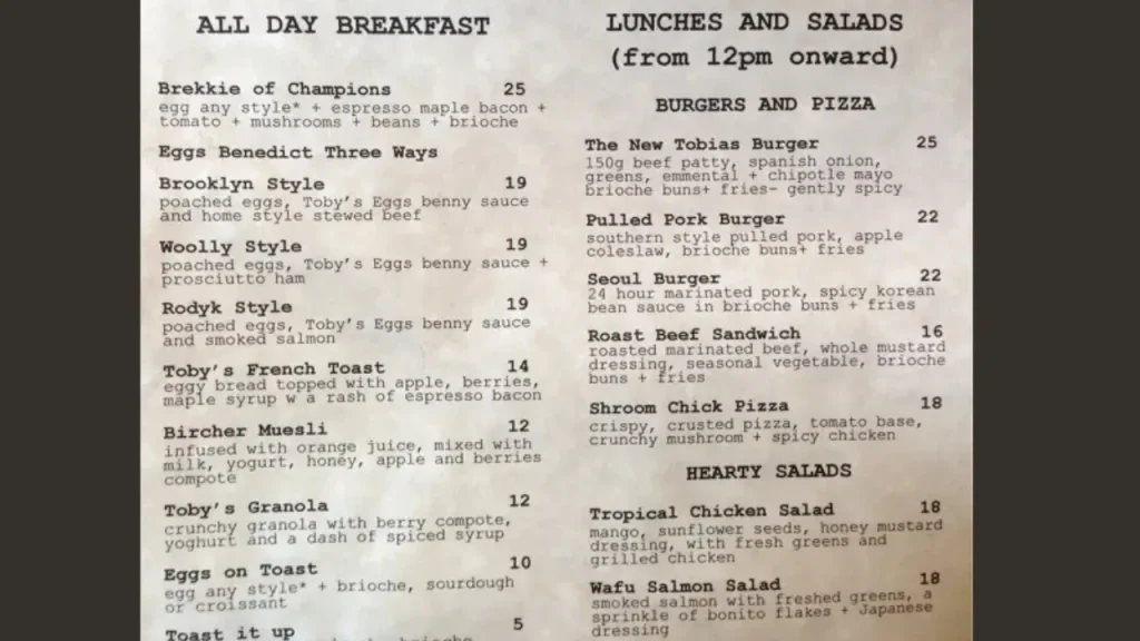 Side Dishes and Pairings Estate Menu