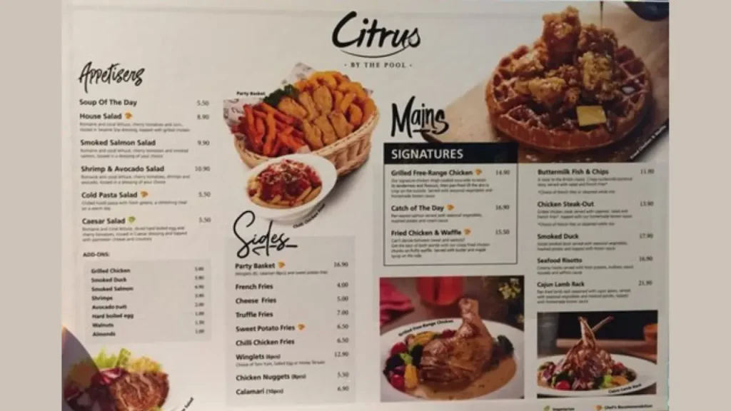 Starters Citrus by the Pool Menu