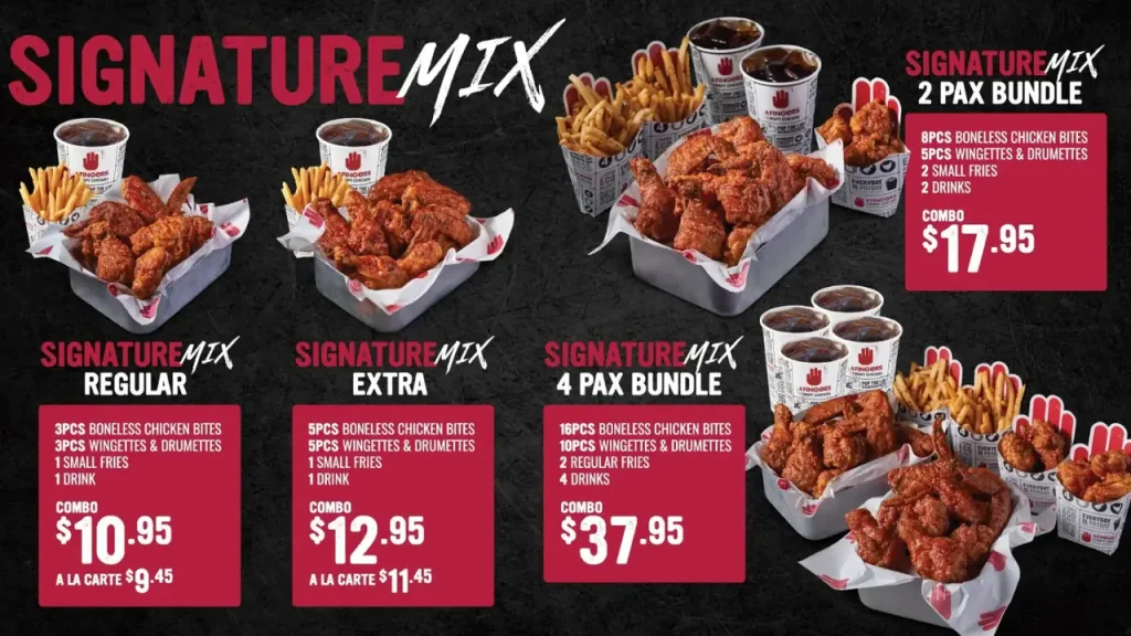 Signature Chicken Choices 4Fingers Menu